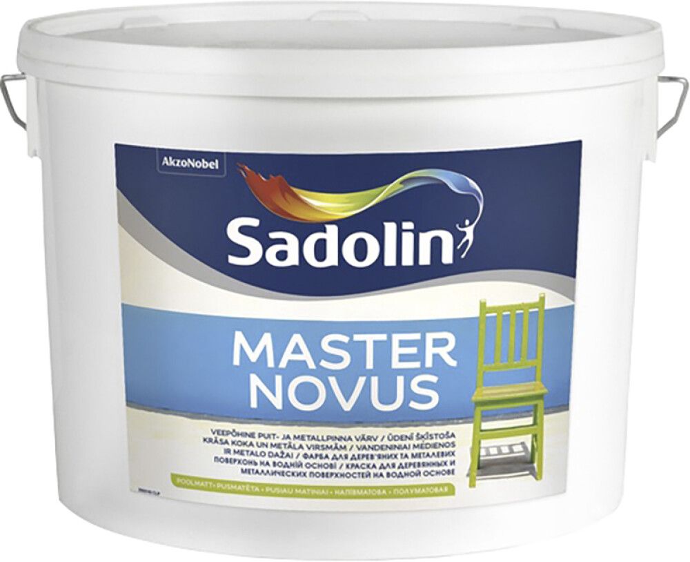 Puit- ja metallpinna värv Sadolin Master Novus BW poolmatt valge 10 l