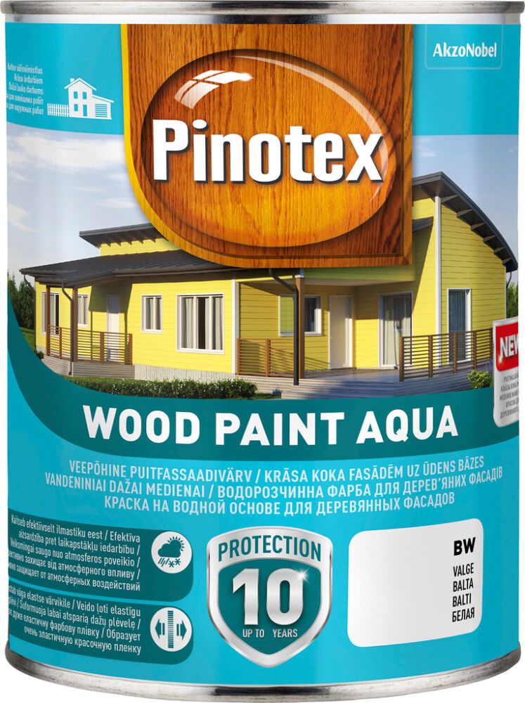 Puitfassaadivärv Pinotex Wood Paint Aqua 1 l, valge