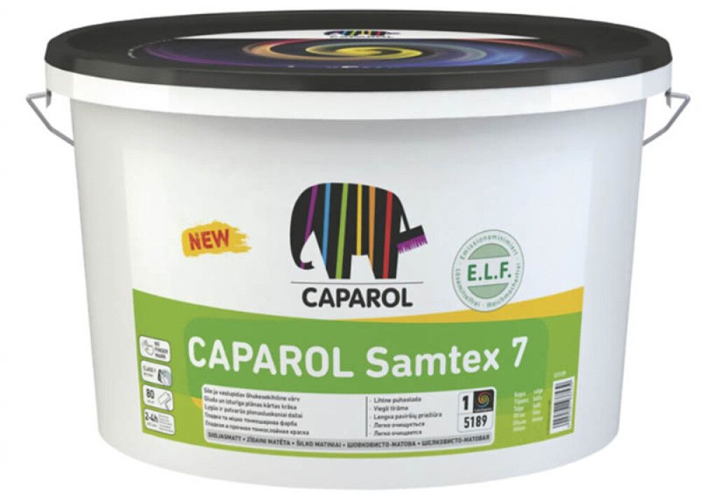 Sisevärv Caparol Samtex 7 ELF B1 valge 2,5 l