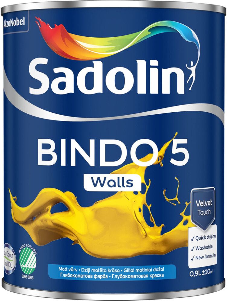 Seinavärv Sadolin Bindo 5 BW valge täismatt 0,9 l