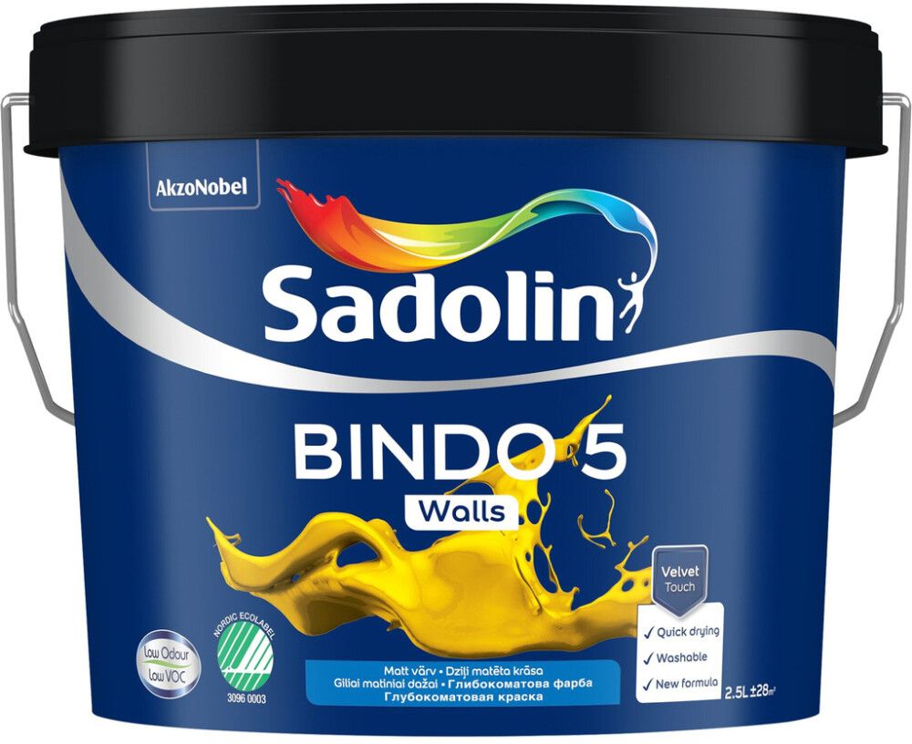 Seinavärv Sadolin Bindo 5 BW valge täismatt 2,5 l