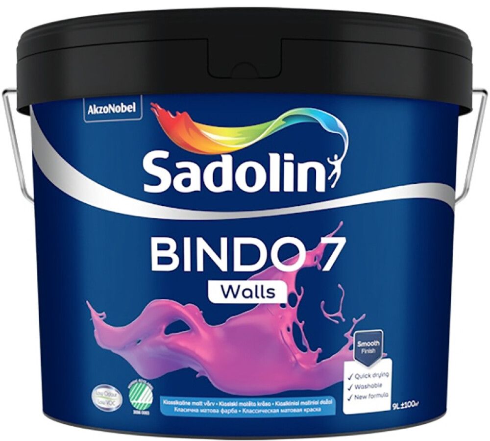 Seinavärv Bindo 7 Sadolin BW 9 l, valge