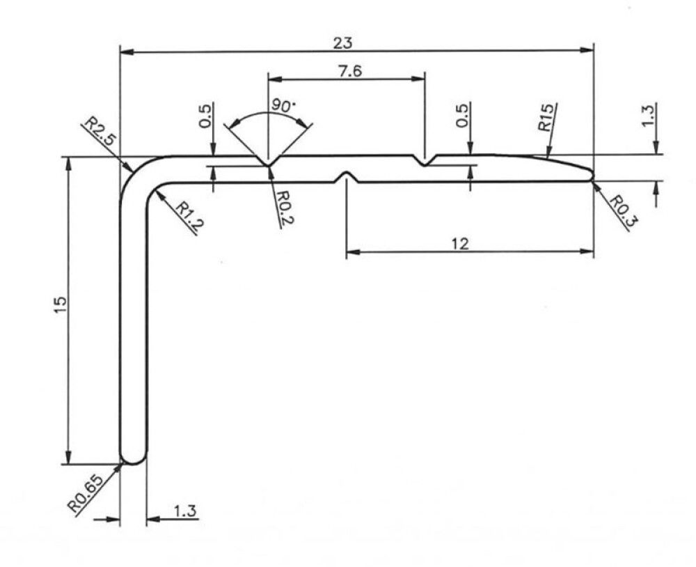 Astmeservaliist 15 x 23 x 900 mm, pronks