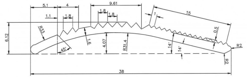 Nivooliist pronks, 0-12/38 x 1800 mm