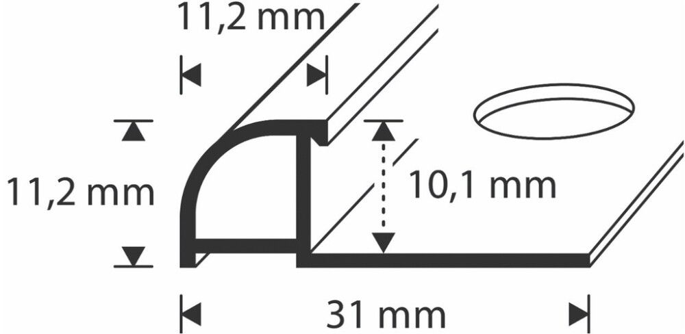 Plaadiliist PVC helehall, 10 x 2500 mm