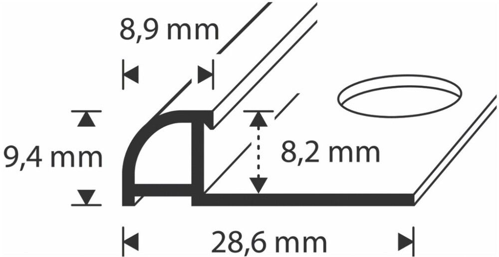 Plaadiliist PVC hall, 8 x 2500 mm