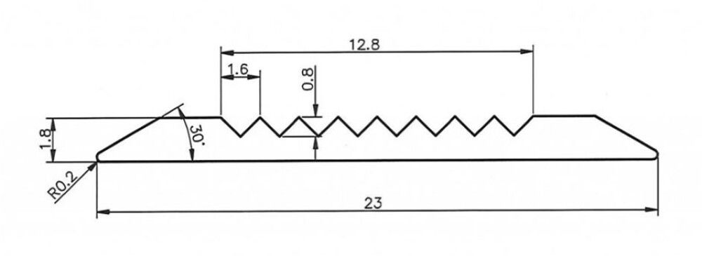 Vuugiliist 23 x 900 mm, hõbedane