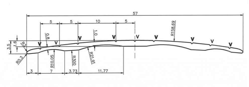 Vuugiliist 57 x 1800 mm, kuldne