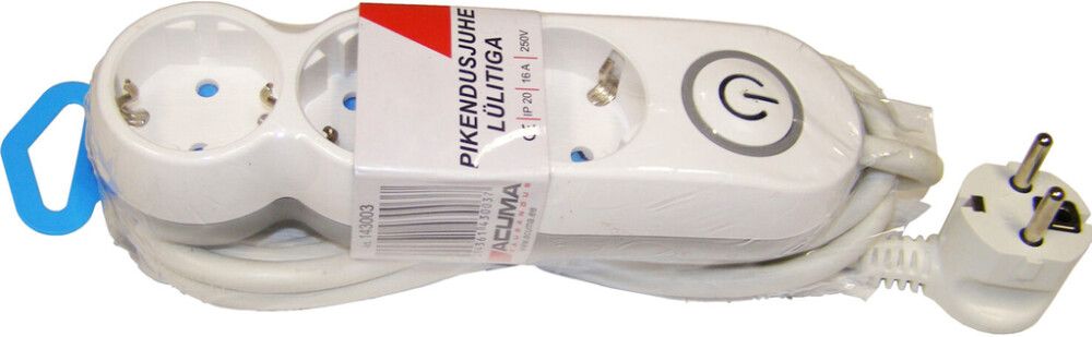 Pikendusjuhe lülitiga 3-pesa, 1,5 m