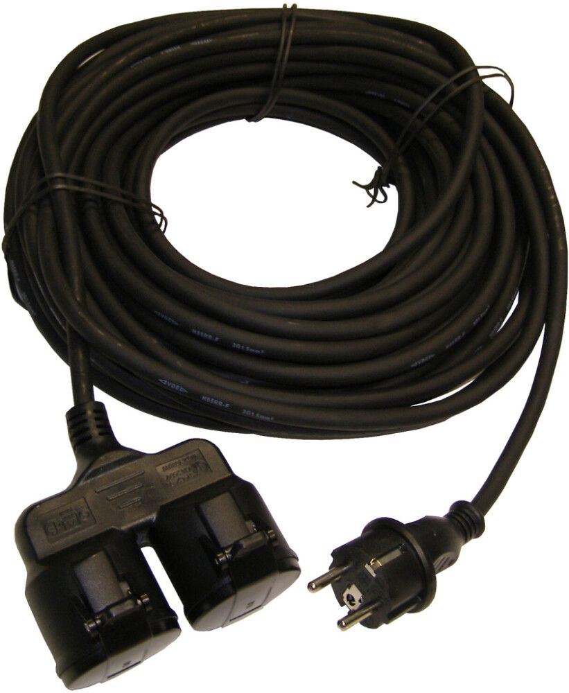 Pikendusjuhe Acuma H05RR-F 3G1,5 must, 2-osaline 20 m