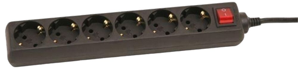 Pikendusjuhe lülitiga Acuma 6-pesaga H05VV-F 3G1,5 mm must 3 m