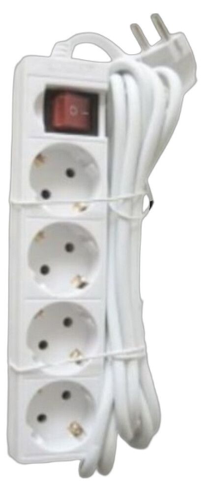 Pikendusjuhe lülitiga Acuma 4-pesaga H05VV-F 3G1,5 mm valge 5 m