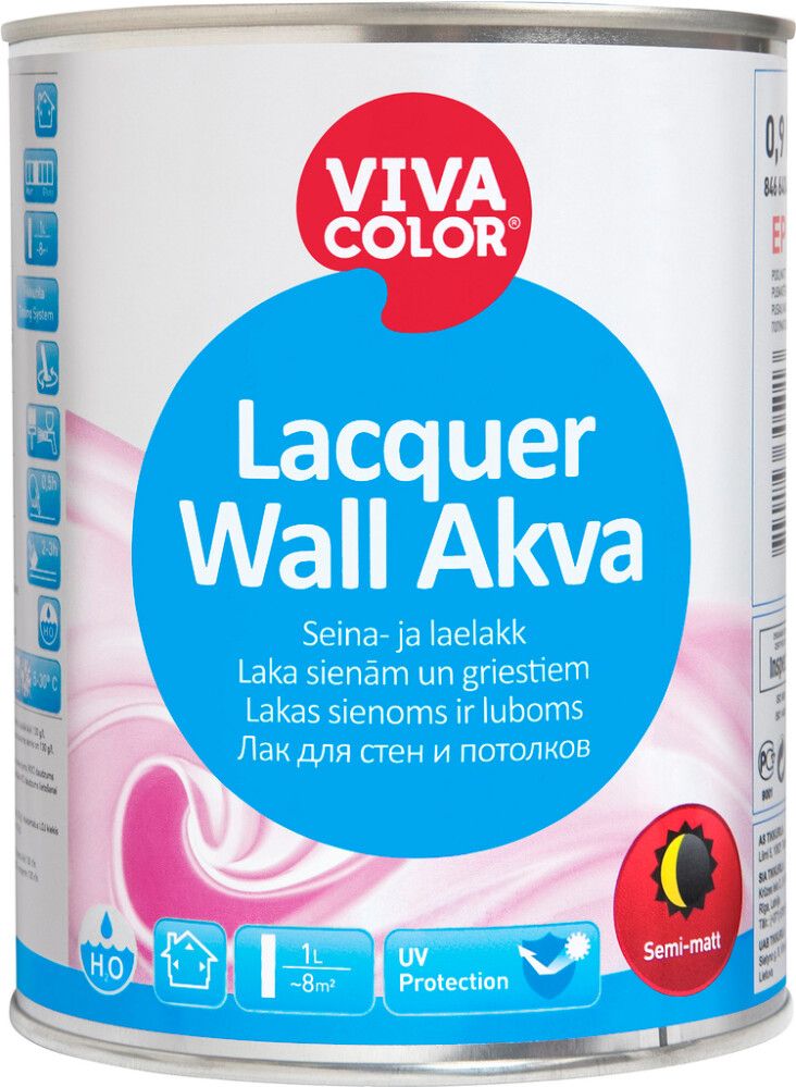Seina- ja laelakk puidule Lacquer Wall Akva 0,9 l