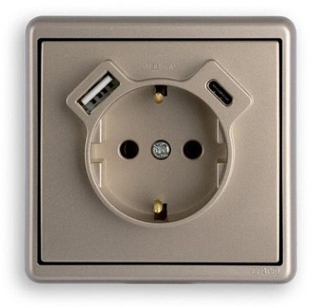 Maandusega pesa Efapel Apolo USB A+C champagne