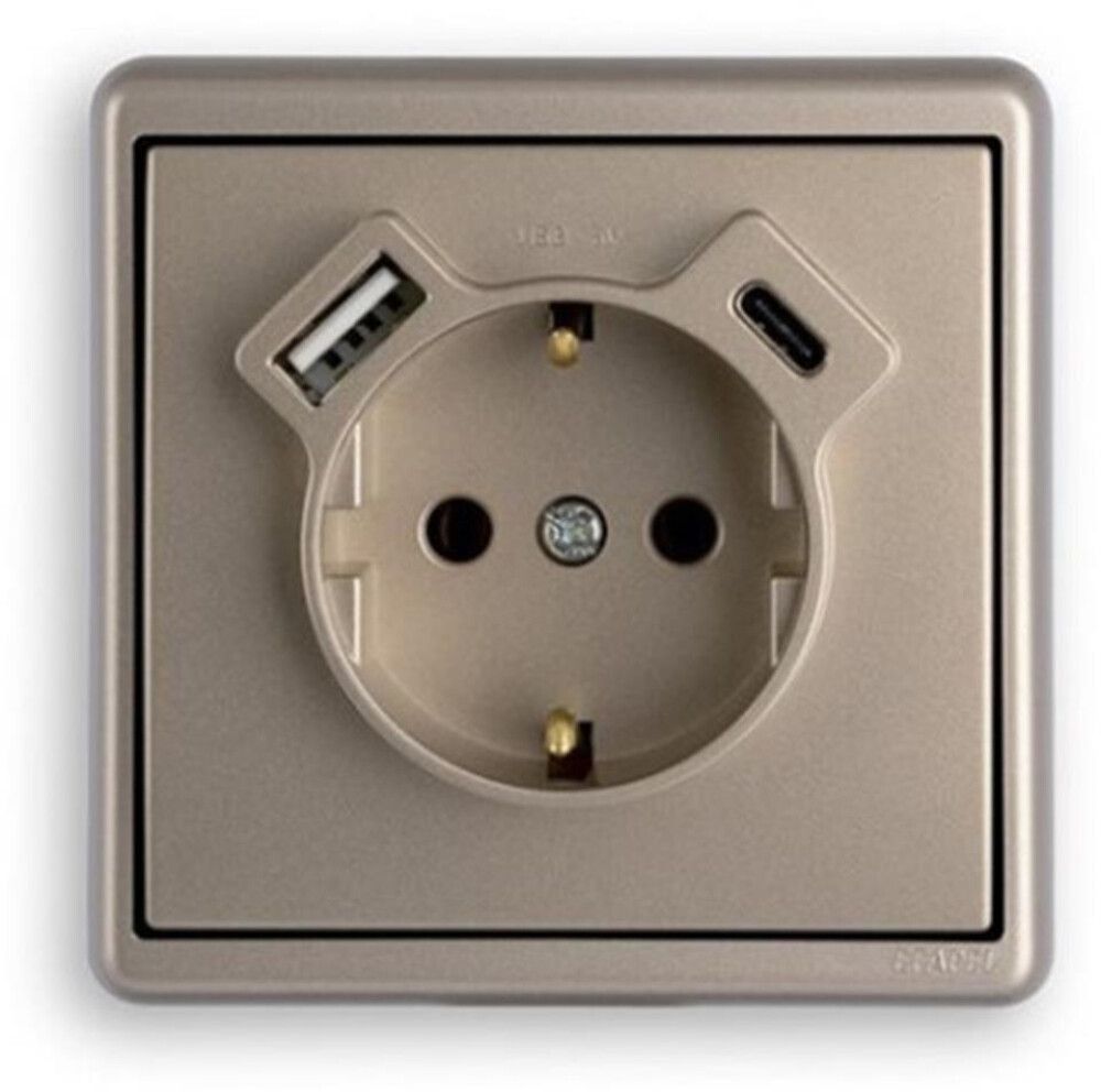 Maandusega pesa Efapel Apolo USB A+C platinum