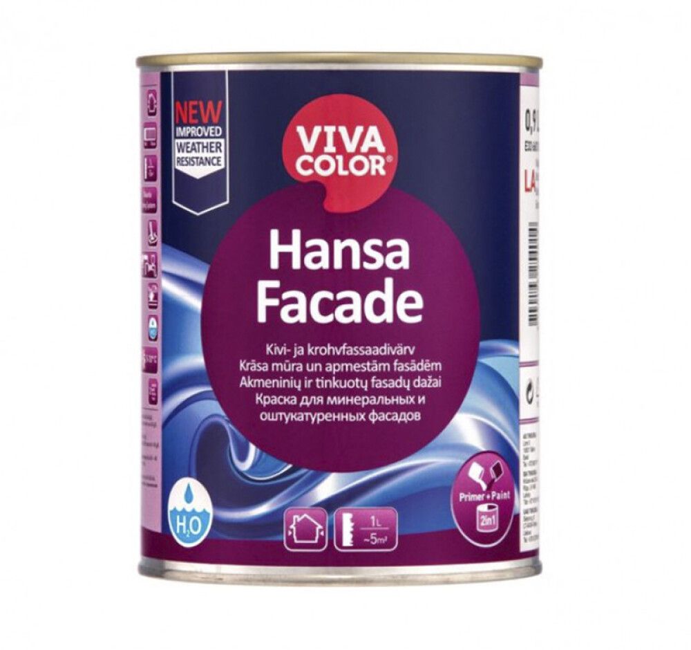 Kivi- ja krohvfassaadivärv Vivacolor Hansa Facade LC ainult toonimiseks 0,9 l