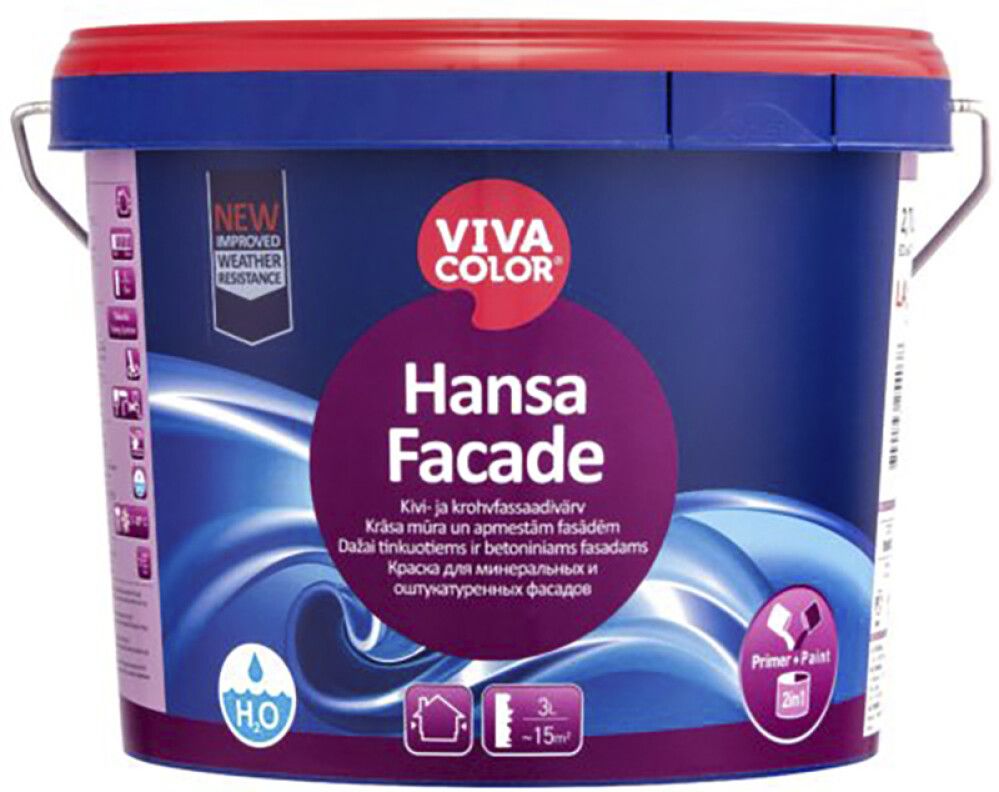 Kivi- ja krohvfassaadivärv Vivacolor Hansa Facade LC ainult toonimiseks 2,7 l