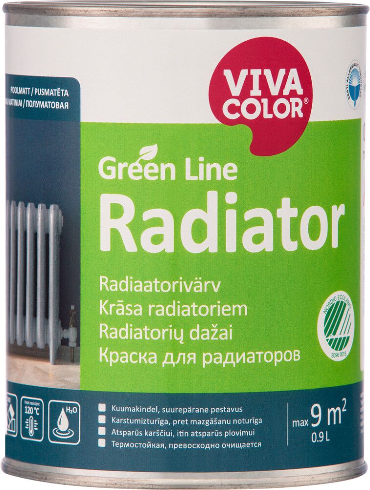 Radiaatorivärv Vivacolor Green Line Radiator A 0,9 l valge