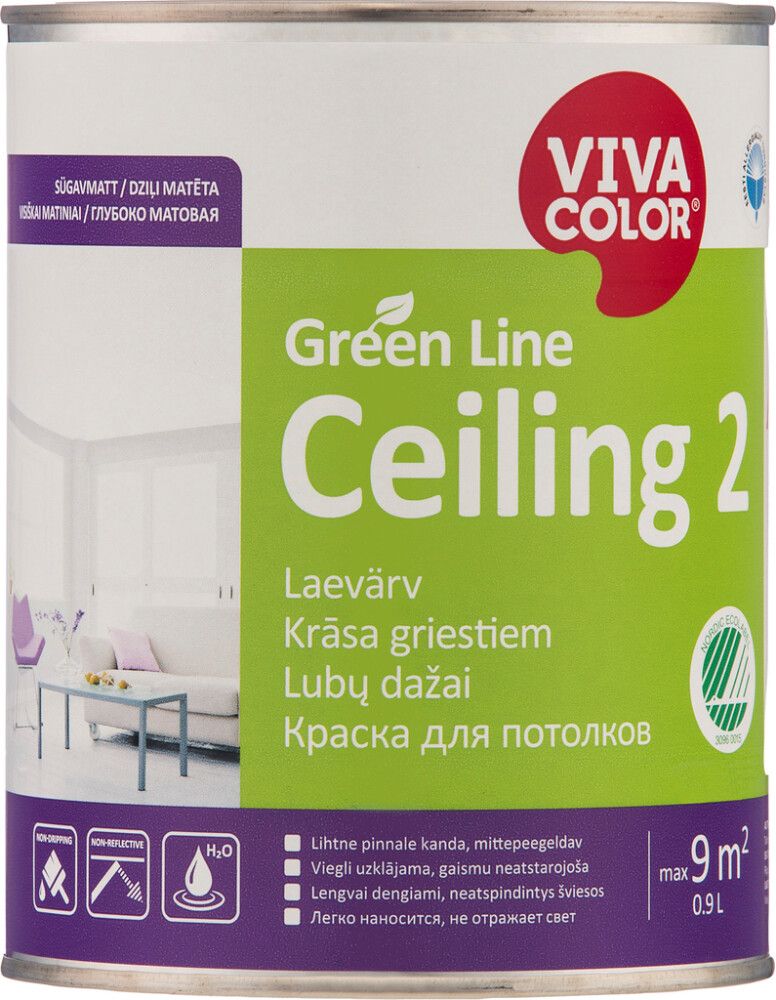 Laevärv Vivacolor Green Line Ceiling 2 AP valge 0,9 l