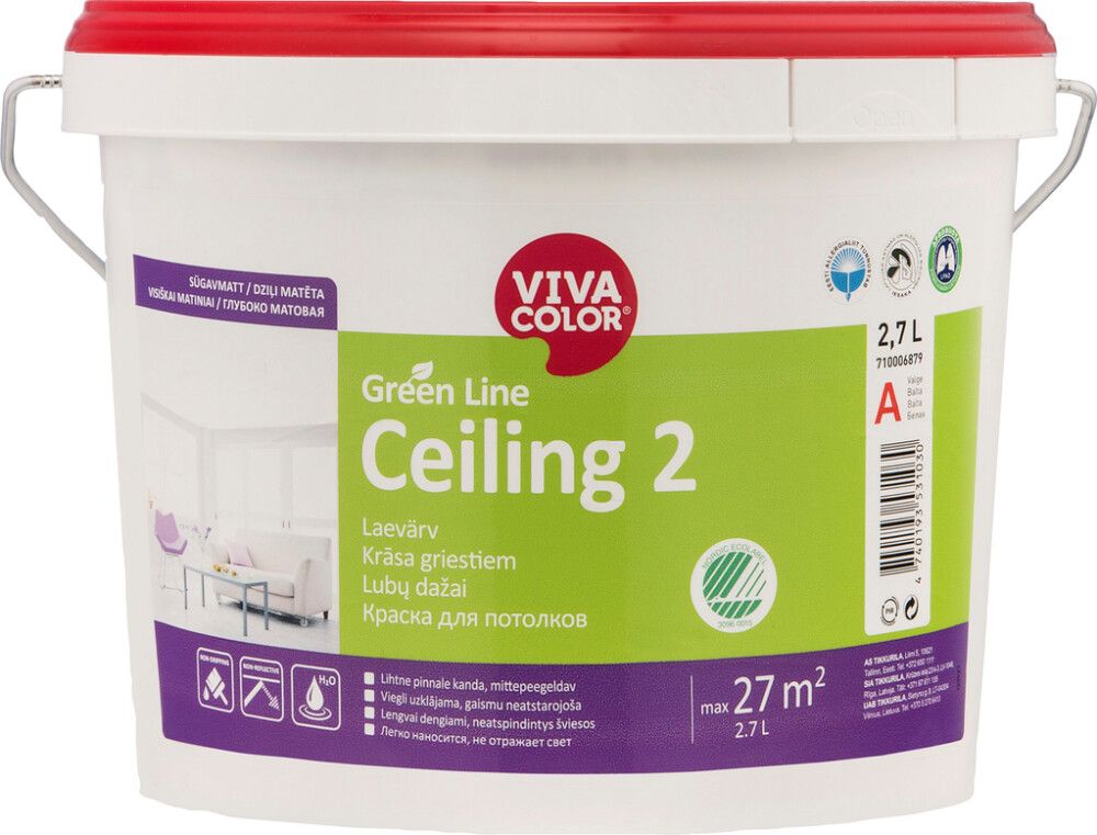 Laevärv Vivacolor Green Line Ceiling 2 AP valge 2,7 l