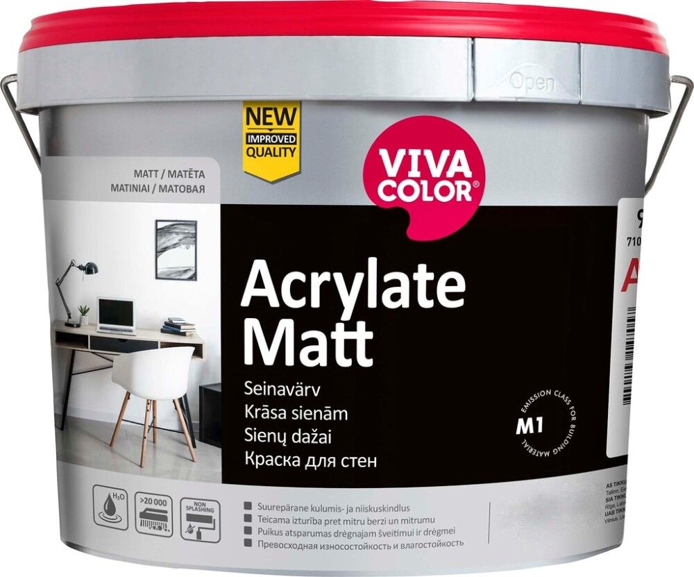Seinavärv Vivacolor Acrylate Matt A valge 9 l