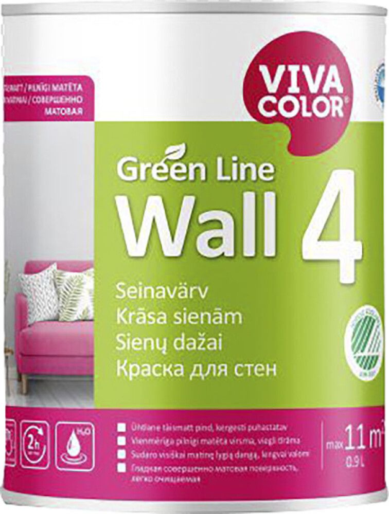 Seinavärv Green Line Wall 4 täismatt 0,9 l