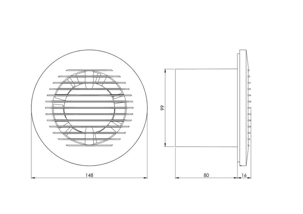 Elektiventilaator Europlast E-Extra EA Ø 100 mm antratsiit