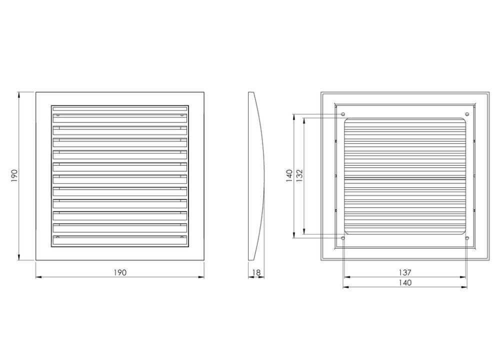 Ventilatsioonirest Europlast N 190 x 190 mm Ø100 mm antratsiit