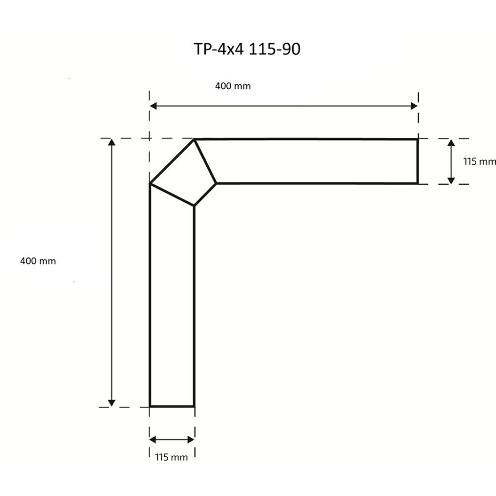 Suitsutoru põlv Skamet 115 mm 90° 40 x 40 cm