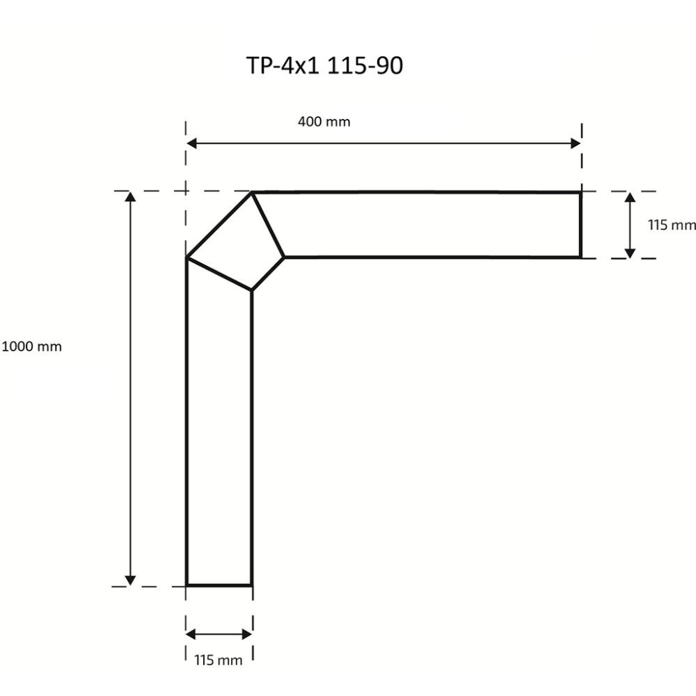 Suitsutoru põlv Skamet 115 mm 90° 40 x 100 cm