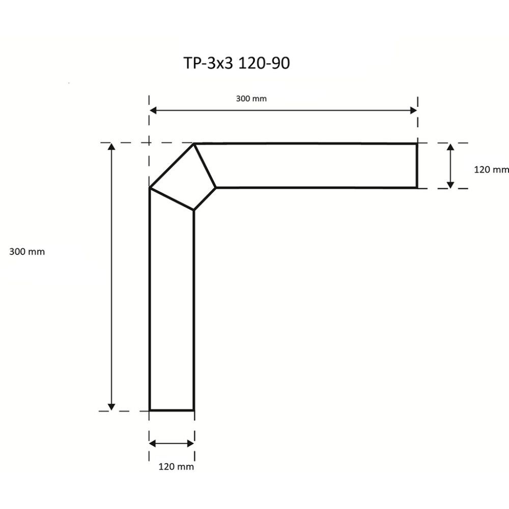 Suitsutoru põlv Skamet 120 mm 90° 30 x 30 cm