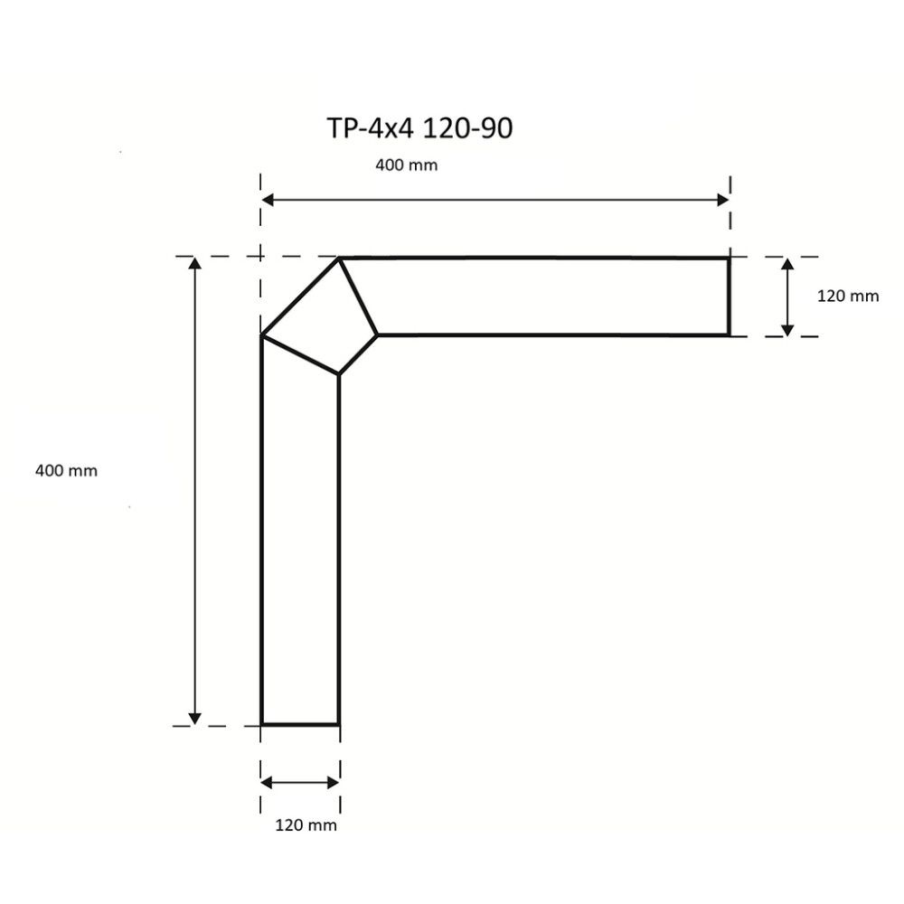 Suitsutoru põlv Skamet 120 mm 90° 40 x 40 cm