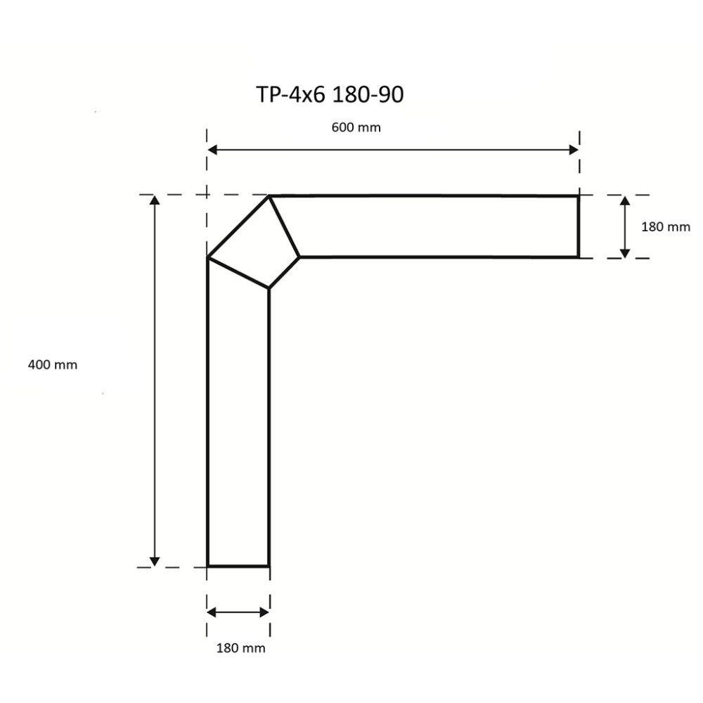 Suitsutoru põlv Skamet 180 mm 90° 40 x 60 cm