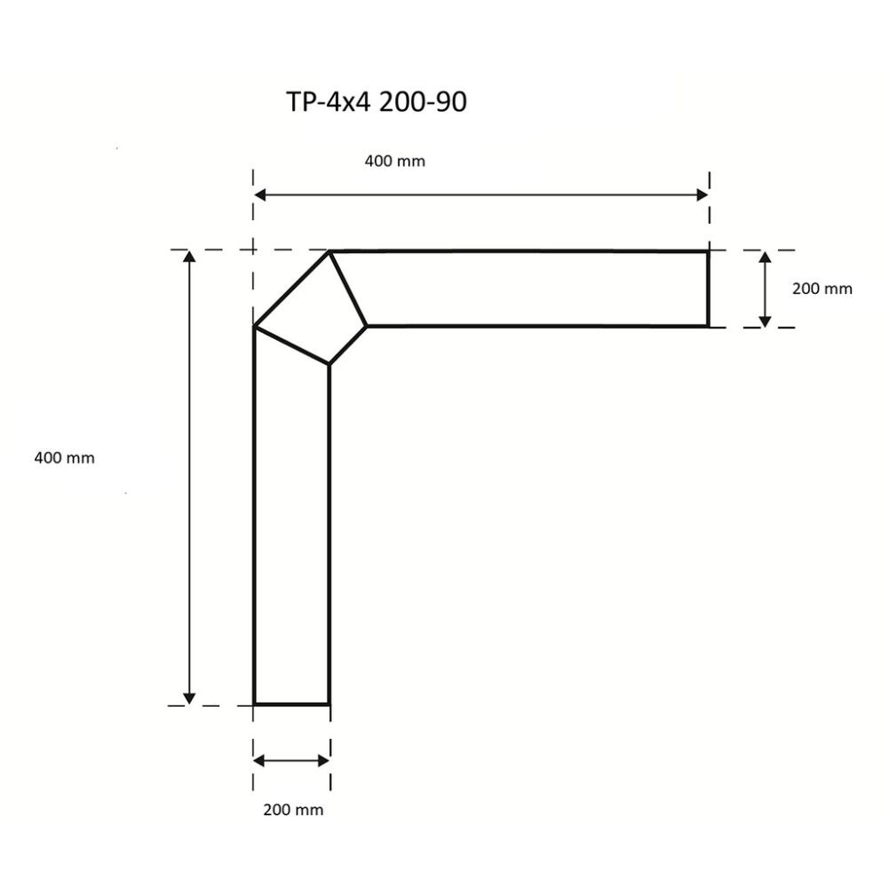 Suitsutoru põlv Skamet 200 mm 90° 40 x 40 cm