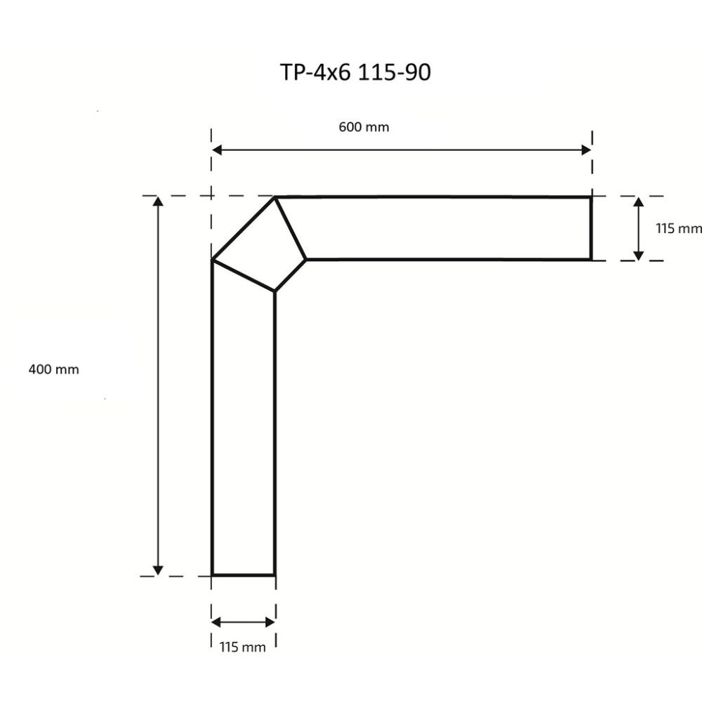 Suitsutoru põlv Skamet 115 mm 90° 40 x 60 cm