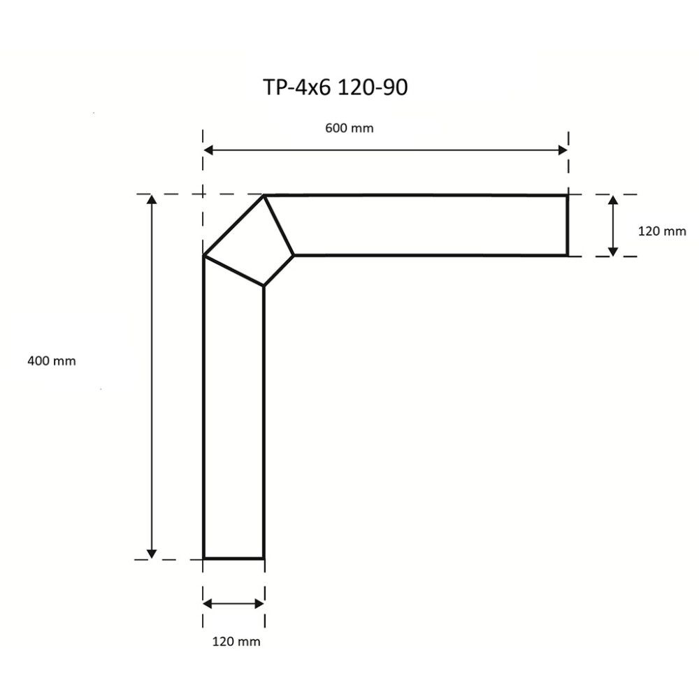 Suitsutoru põlv Skamet 120 mm 90° 40 x 60 cm