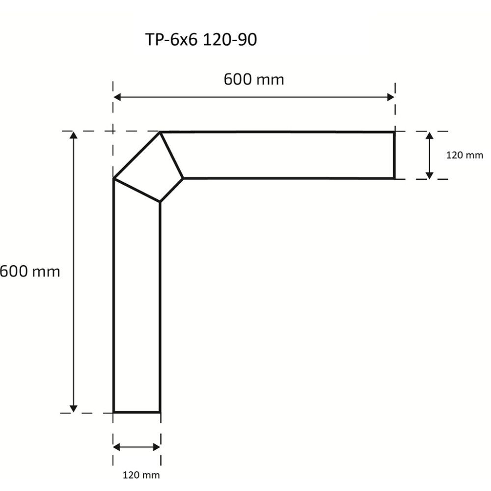 Suitsutoru põlv Skamet 120 mm 90° 60 x 60 cm