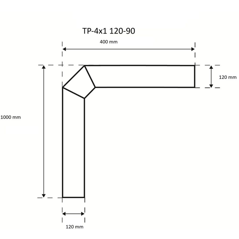 Suitsutoru põlv Skamet 120 mm 90° 40 x 100 cm