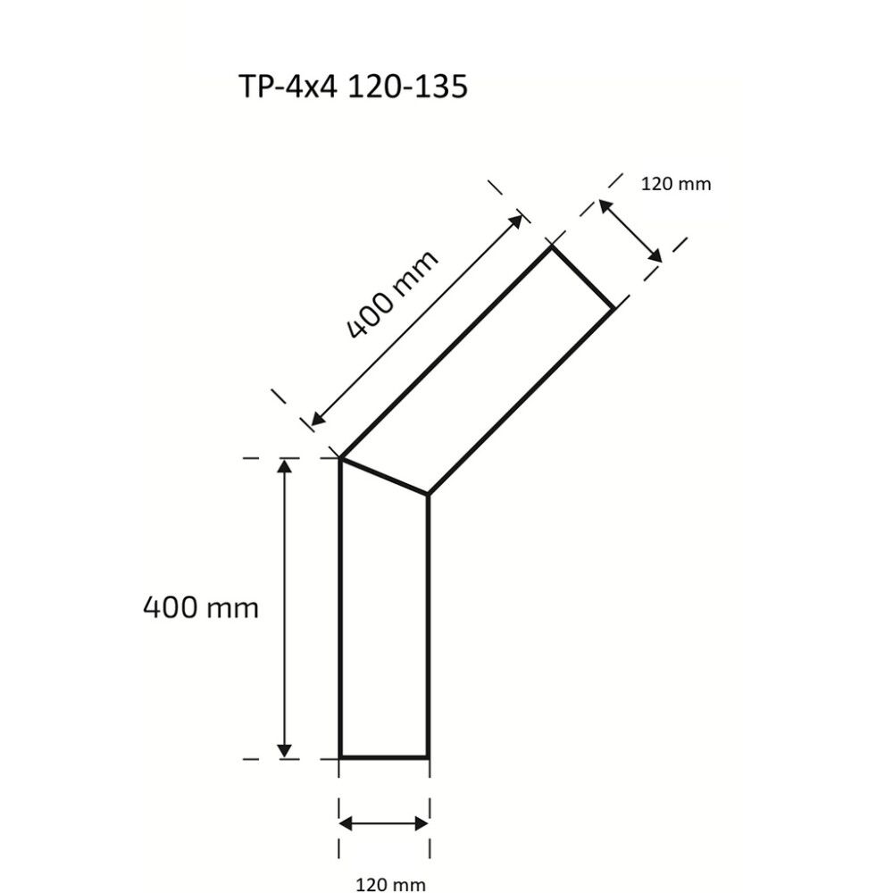 Suitsutoru põlv Skamet 120 mm 135° 40 x 40 cm