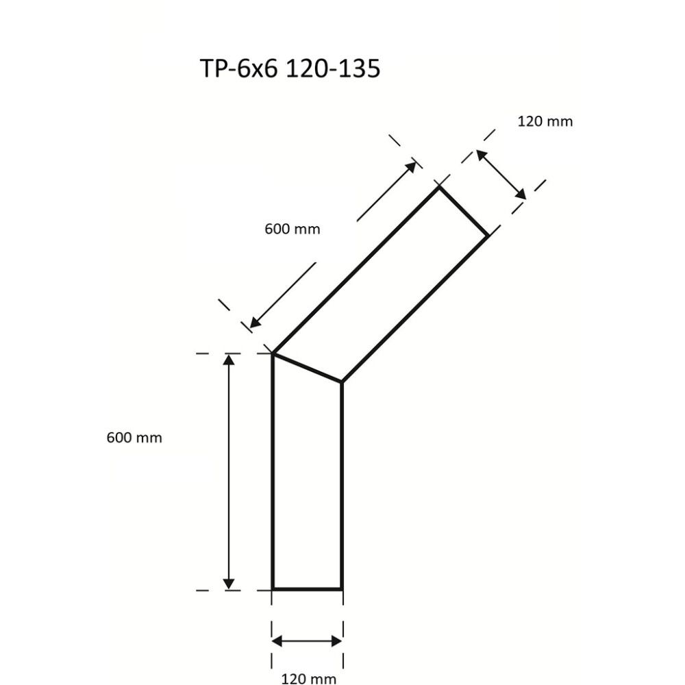 Suitsutoru põlv Skamet 120 mm 135° 60 x 60 cm