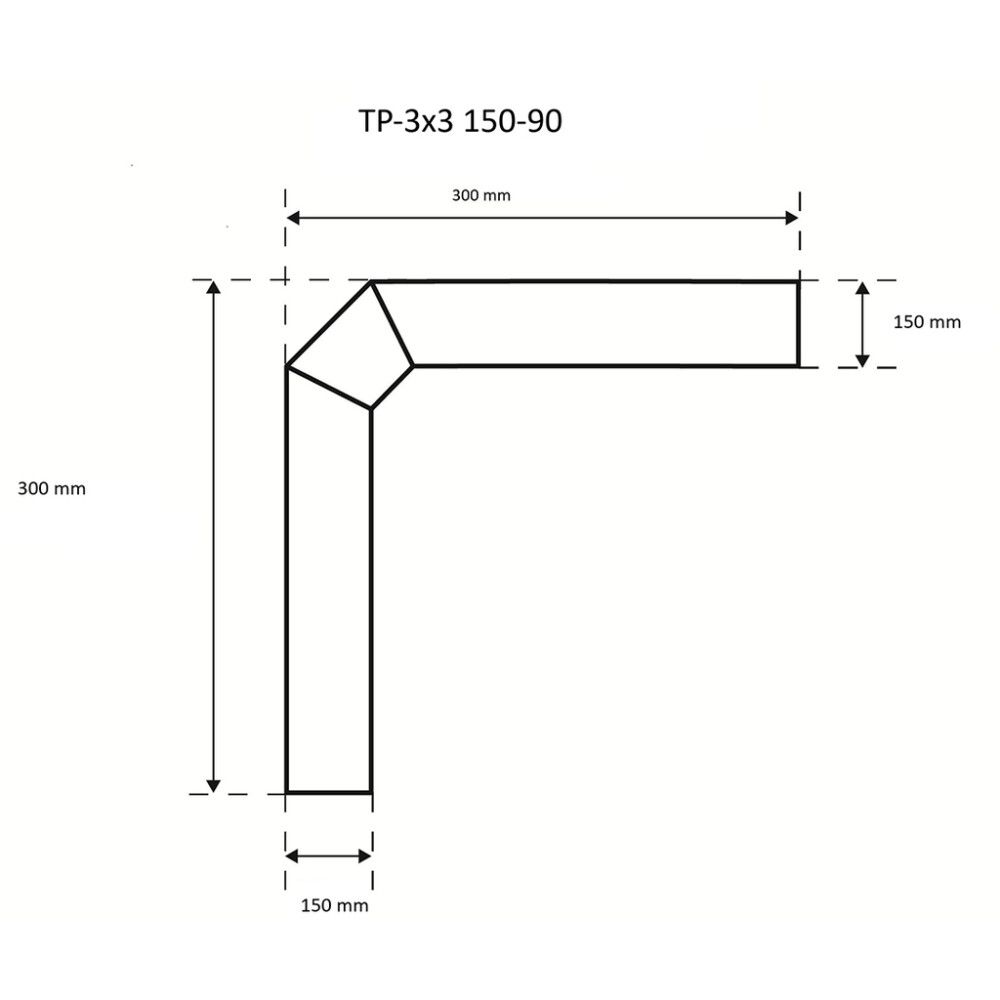 Suitsutoru põlv Skamet 150 mm 90° 30 x 30 cm