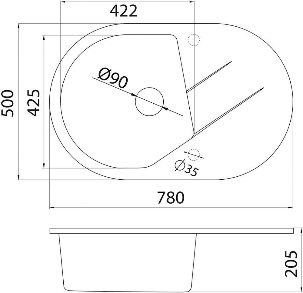 Köögivalamu Aqualine XVesta Plus 78 x 50 cm must