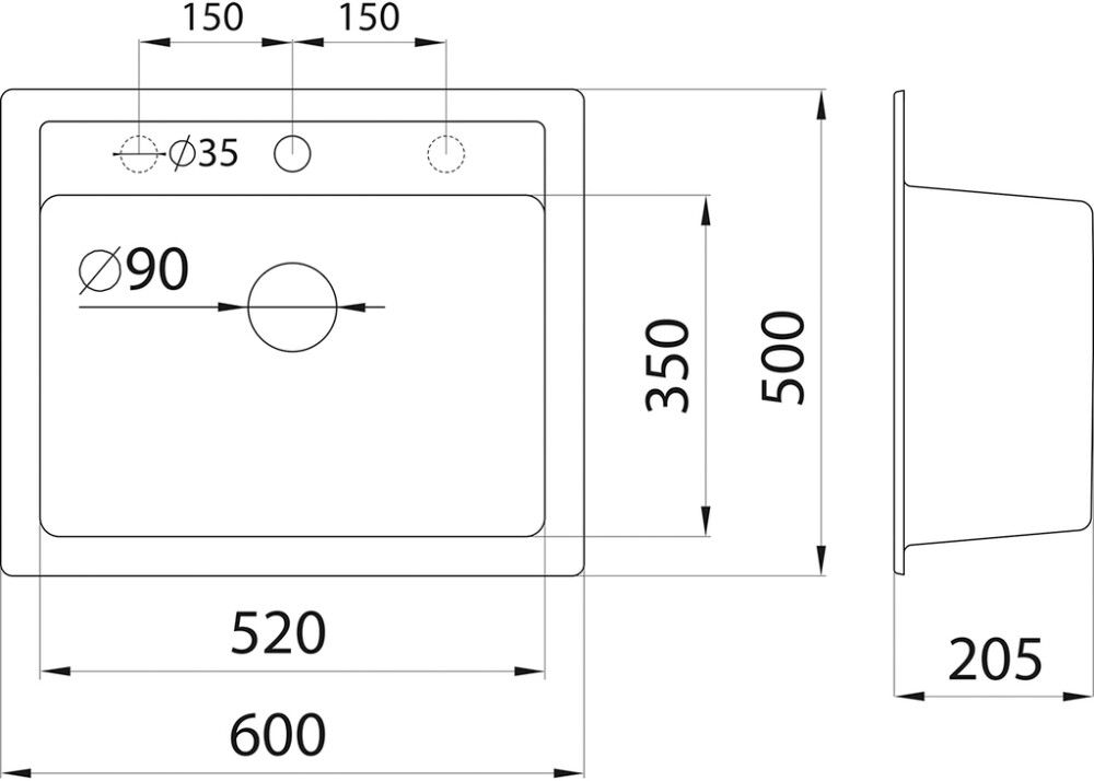 Köögivalamu Aqualine XQuadro 60 x 50 cm, beež