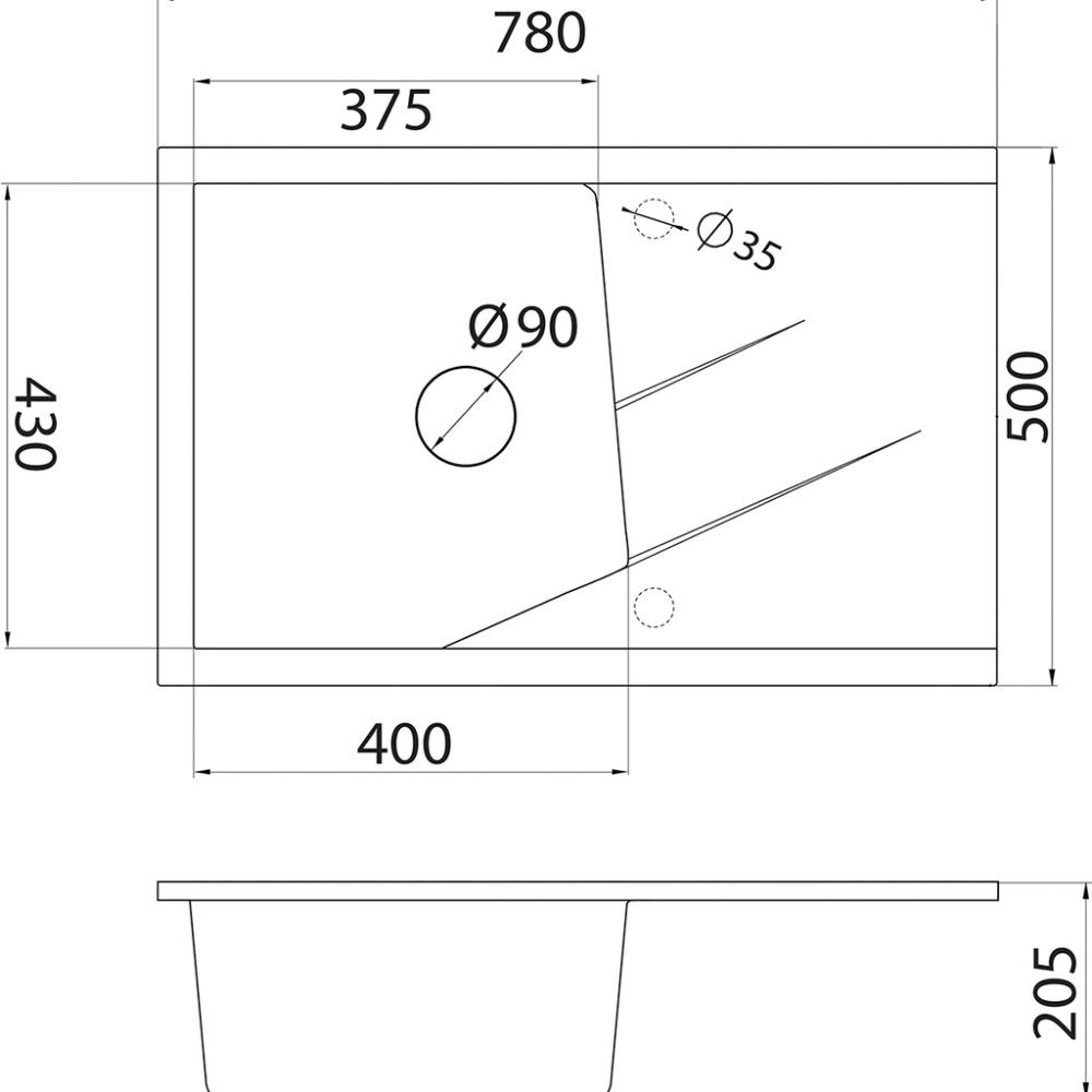 Köögivalamu Aqualine XLinea Plus 78 x 50 cm beež