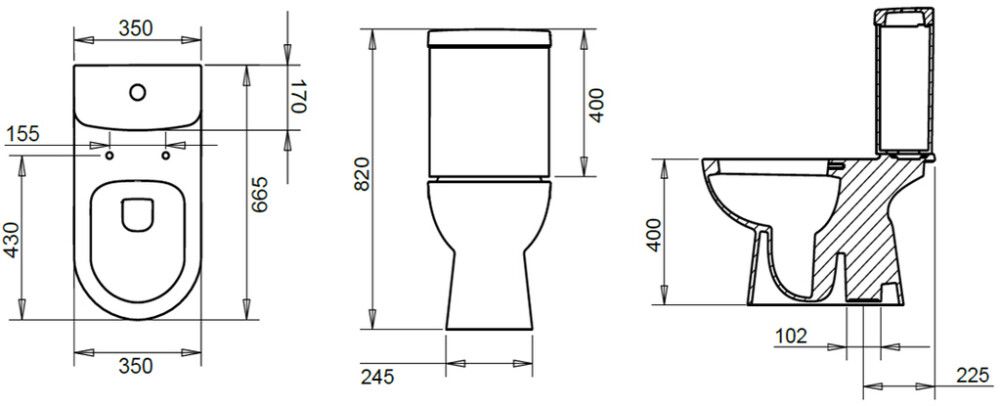 WC-pott Turavit Alize allajooksuga