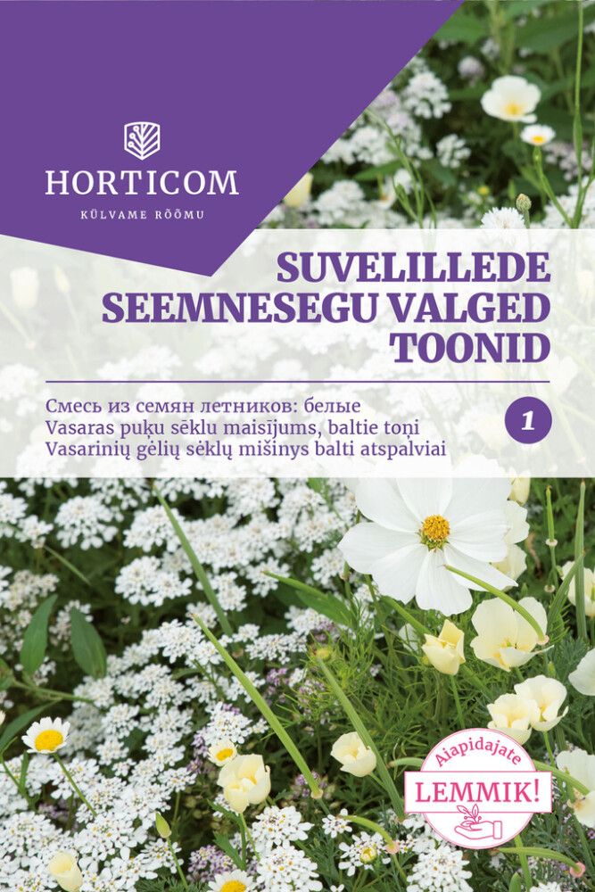 Suvelillede seemnesegu valged toonid Horticom 0,75 g