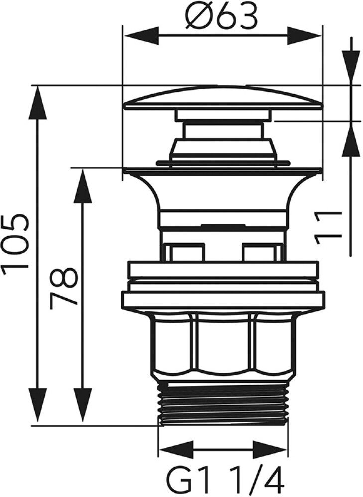 Põhjaklapp Ferro Click-clack G5/4 must ülevooluga