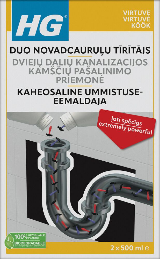 HG Äravoolutorude puhastusvahend 2 x 500 ml