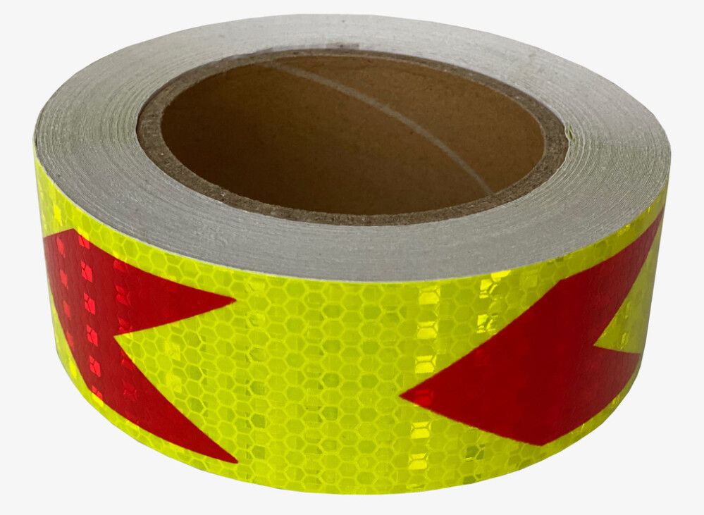 Helkurteip 25 m kollane/punane