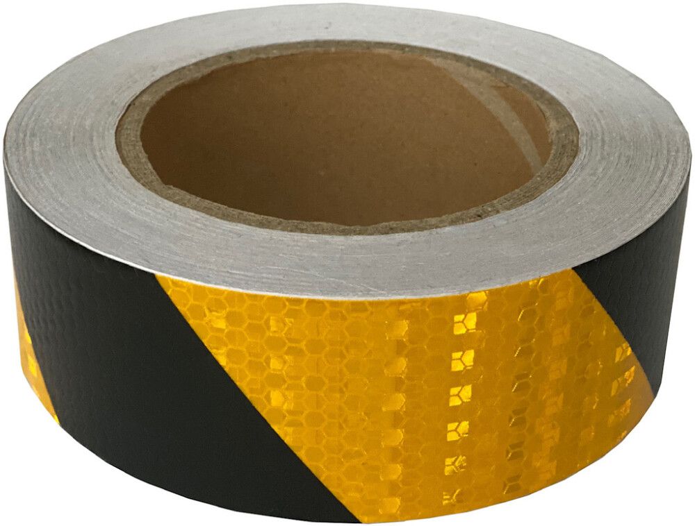 Helkurteip 25 m kollane/must